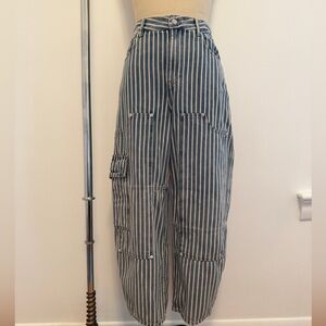 Ganni Blue and White Striped Denim